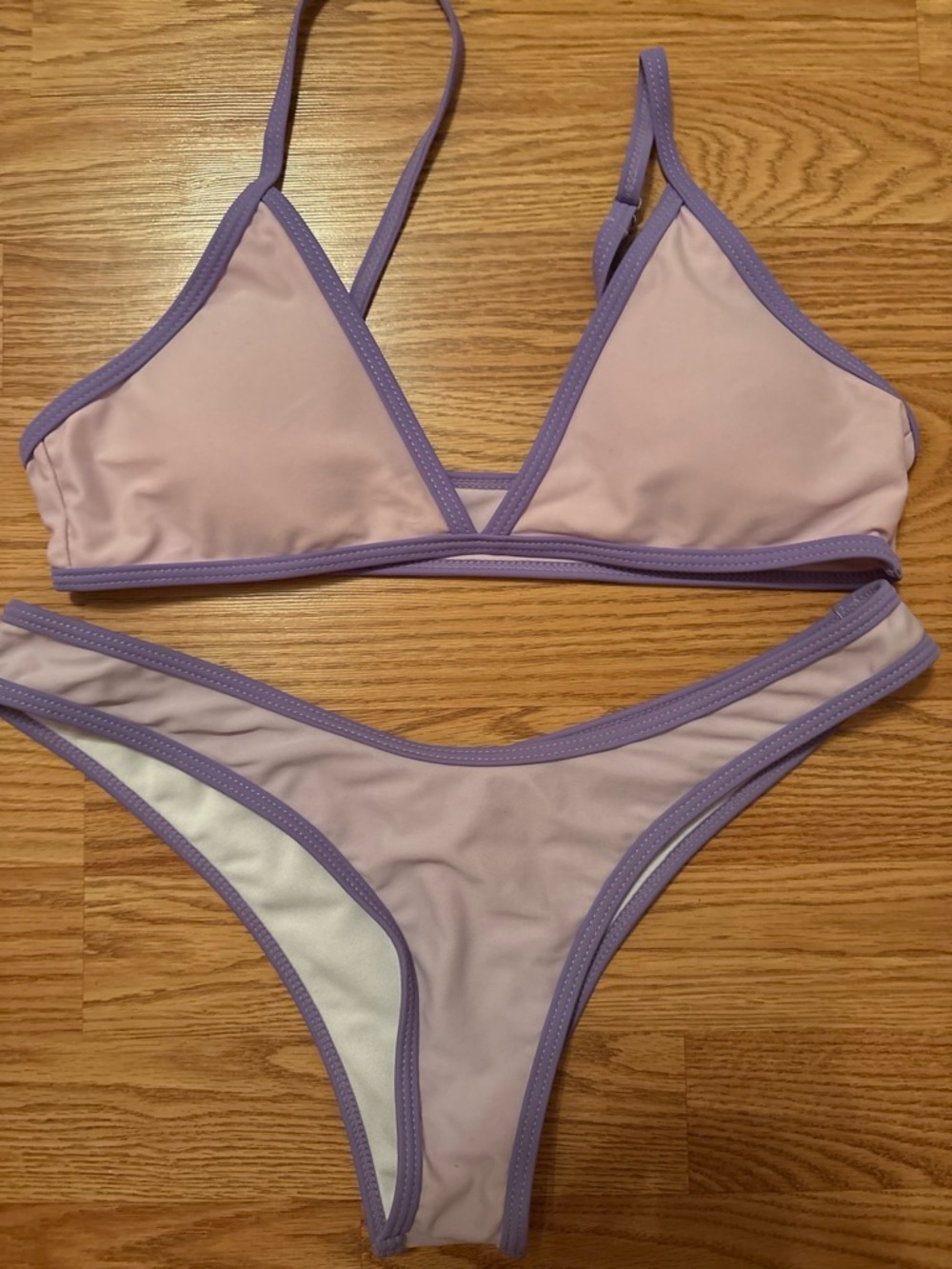 Never worn! Light Purple & darker purple Trim Two-Piece Bikini